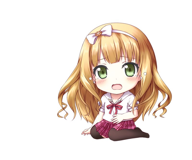 Chibi Girl with Green Eyes — Yellow