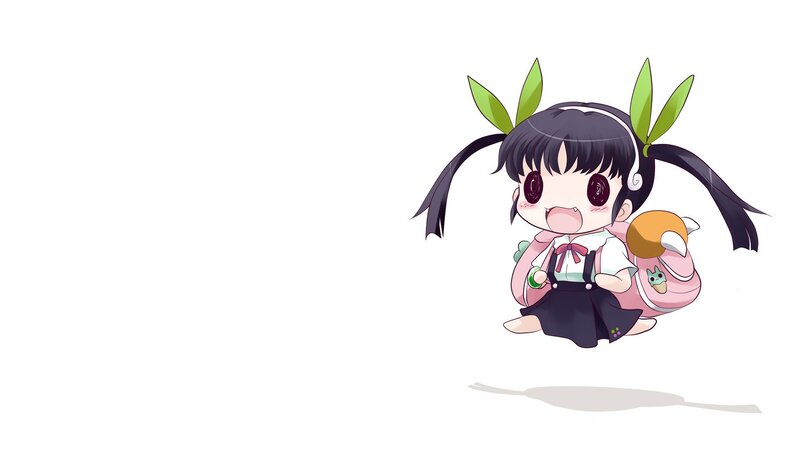 Chibi Girl with Green Leaves