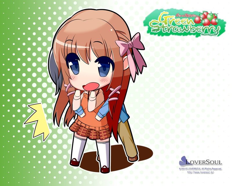 Chibi girl with green strawberry