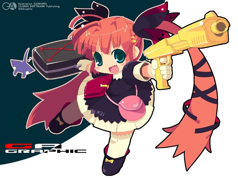 Chibi girl with gun illustration