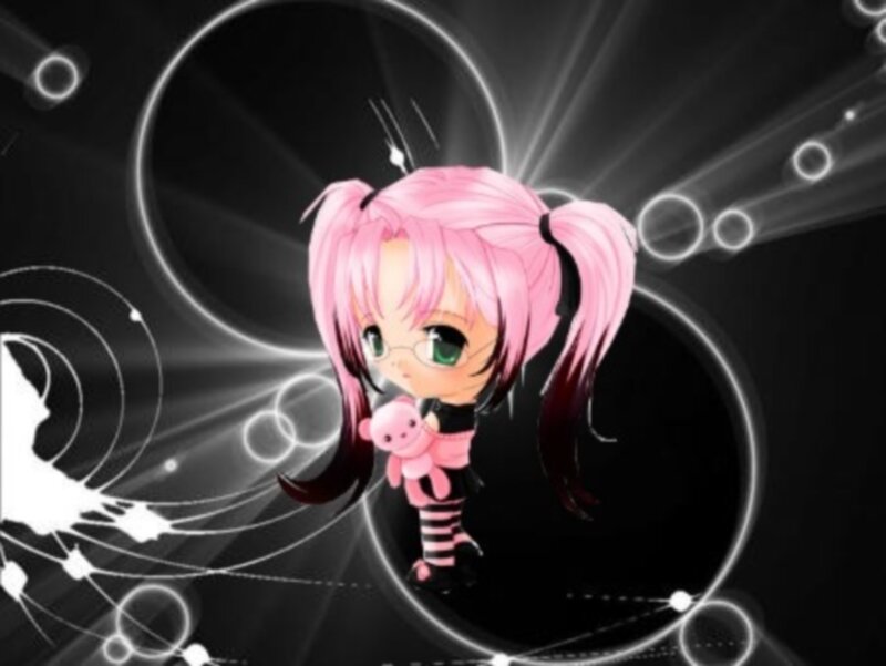 chibi girl with pink hair