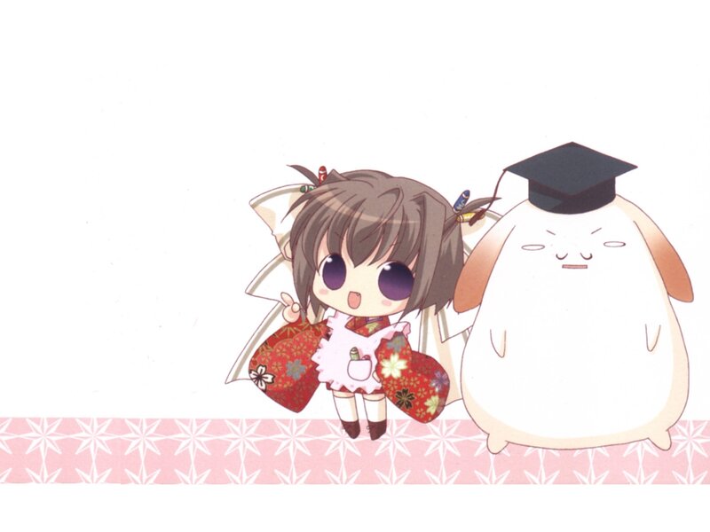 chibi girl with plush toy
