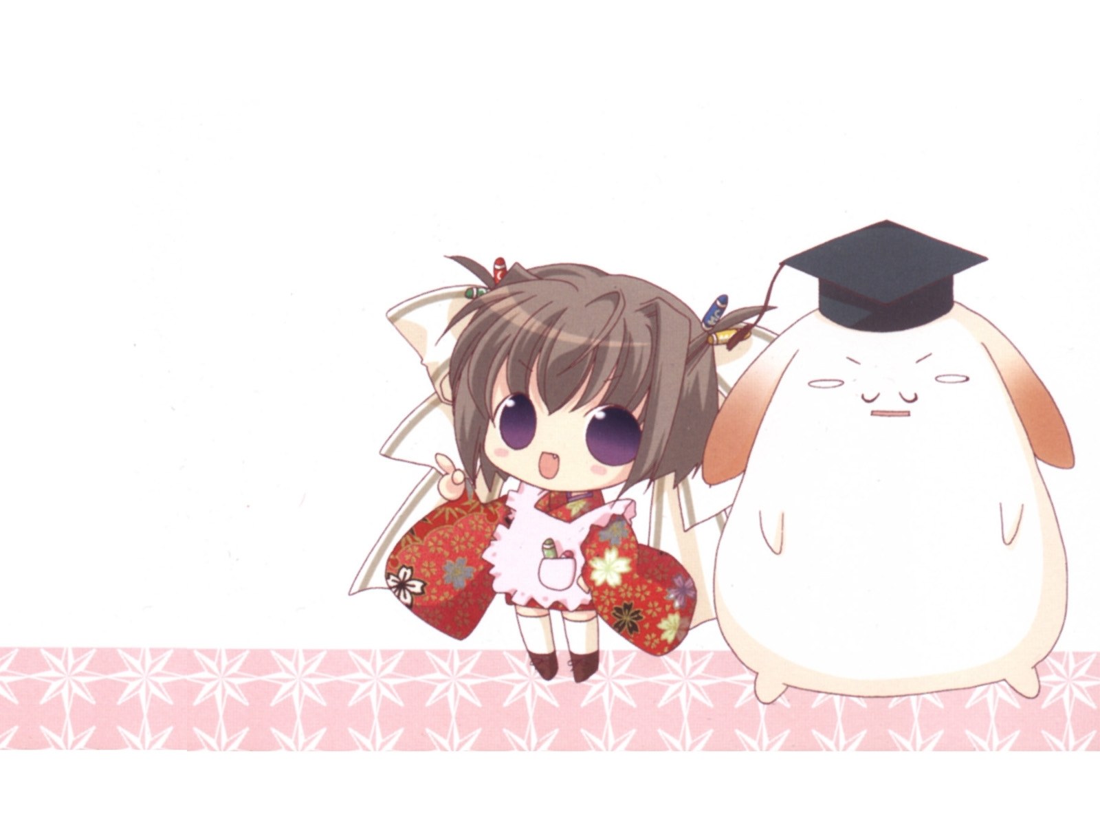 chibi girl with plush toy