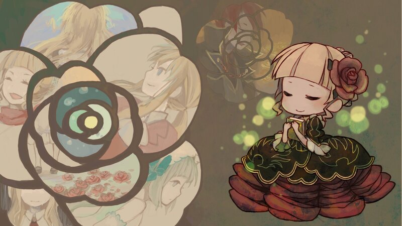 chibi girl with rose flower