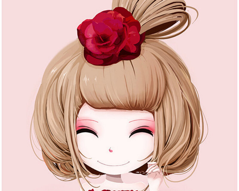 Chibi Girl with Rose