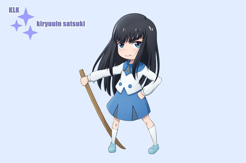 Chibi Girl with Staff — Blue, Determined