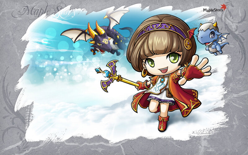 Chibi Girl with Staff — Blue