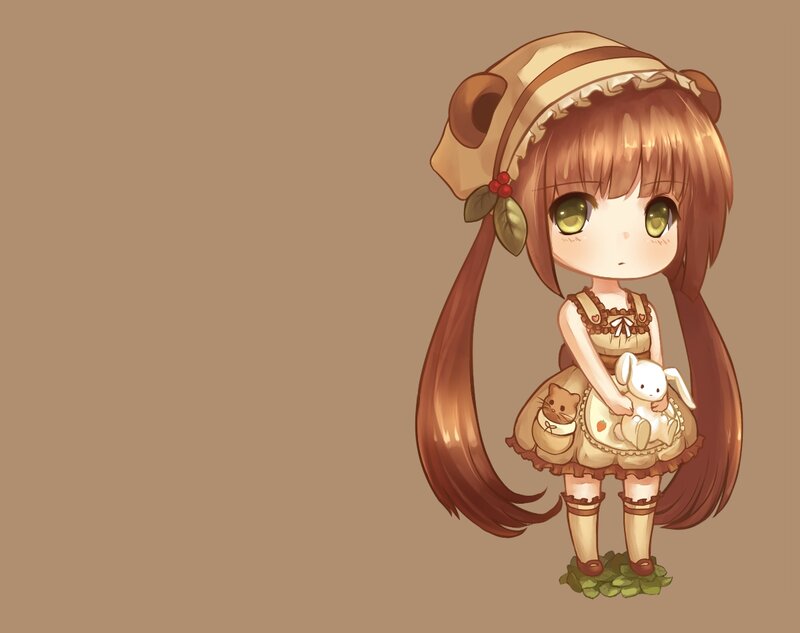 Chibi Girl with Stuffed Animals