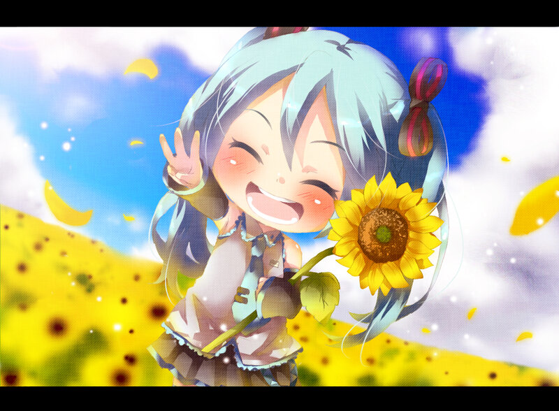 Chibi girl with sunflower