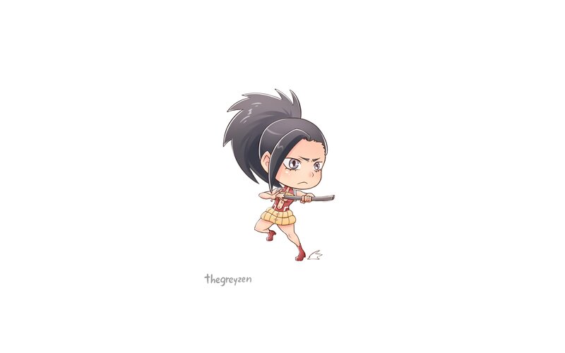 Chibi Girl with Sword — Black, Determined