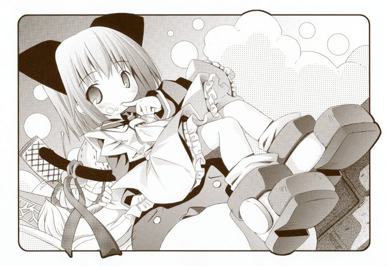Chibi Girl with Sword — Black, Playful