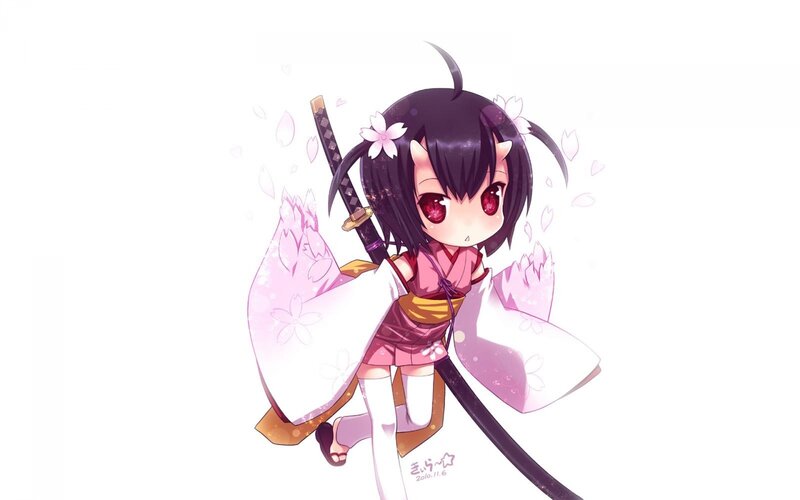 Chibi Girl with Sword — Pink, Playful, Spring