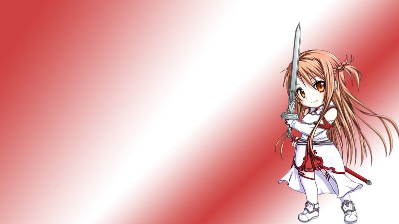 Chibi Girl with Sword — Red, Dramatic