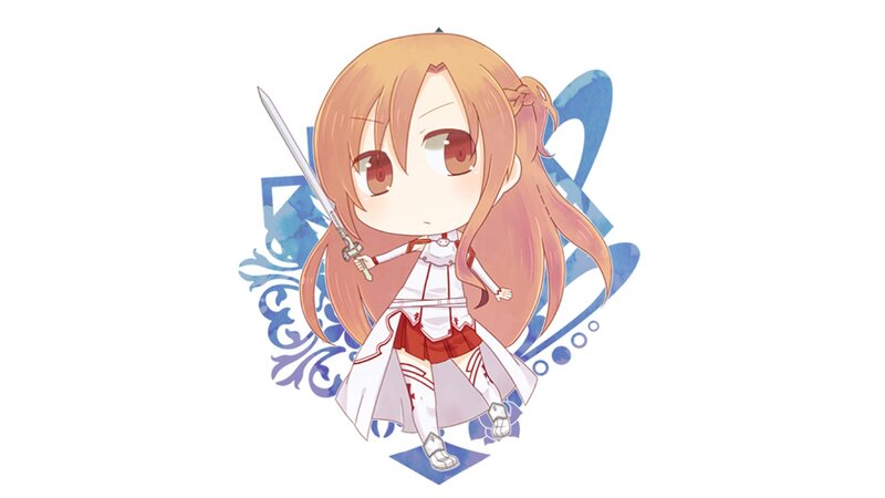 Chibi Girl with Sword — White, Playful