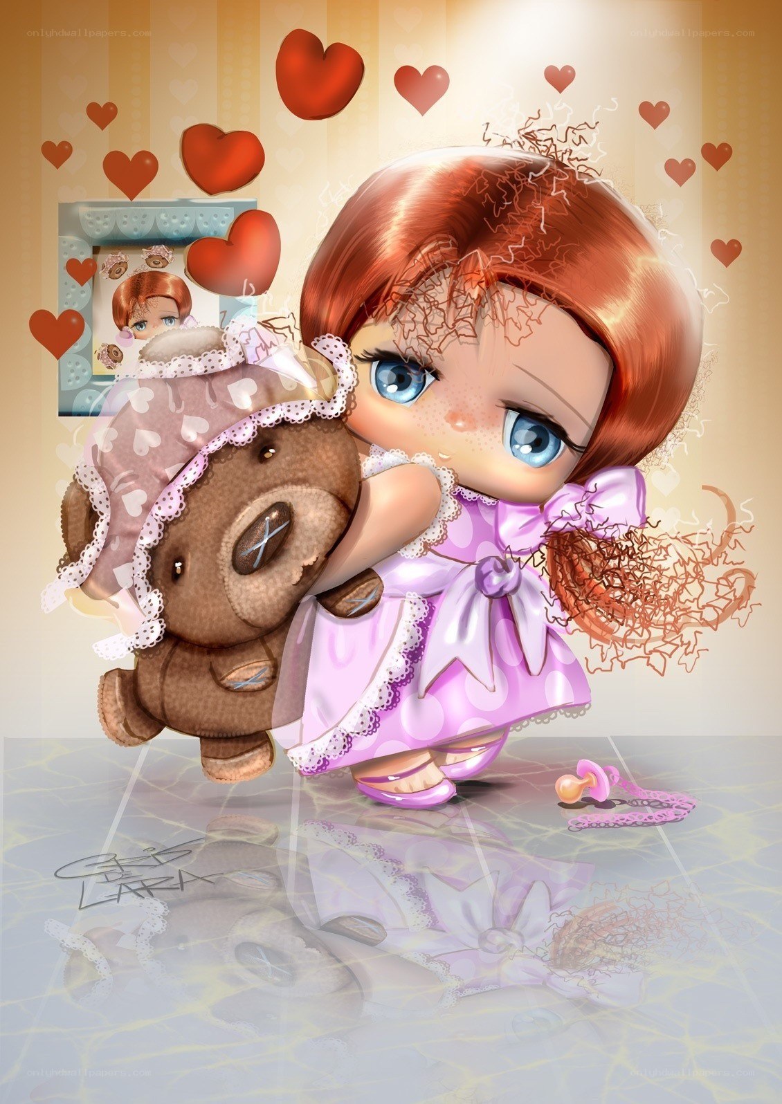 Chibi girl with teddy bear