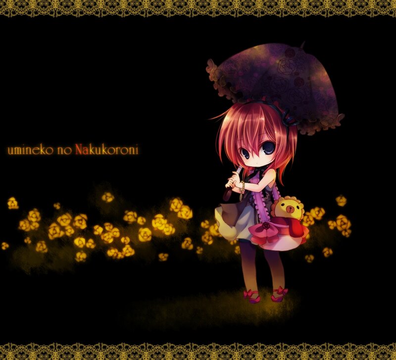 Chibi Girl with Umbrella — Black