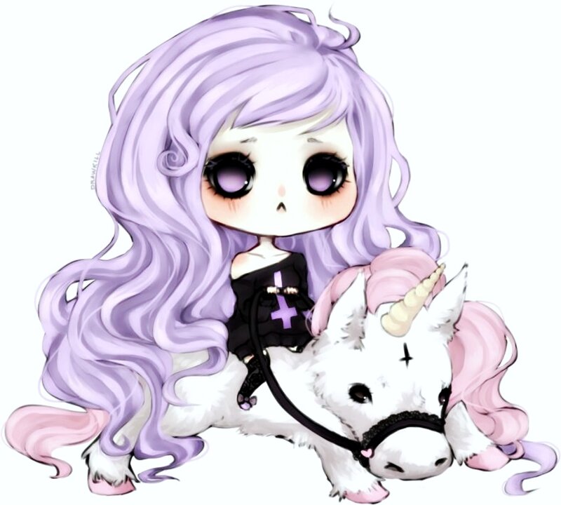 Chibi Girl with Unicorn
