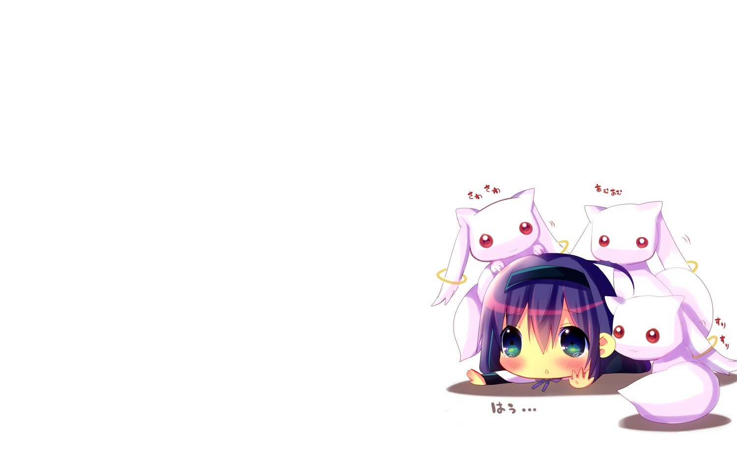 chibi girl with white creatures