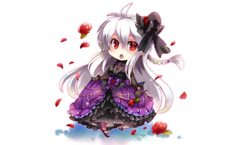 Chibi Girl with White Hair — Purple