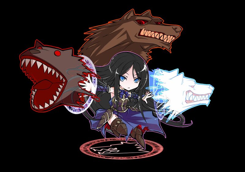 Chibi Girl with Wolf Heads