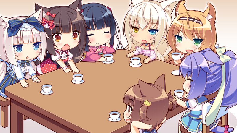 Chibi Girls at Table
