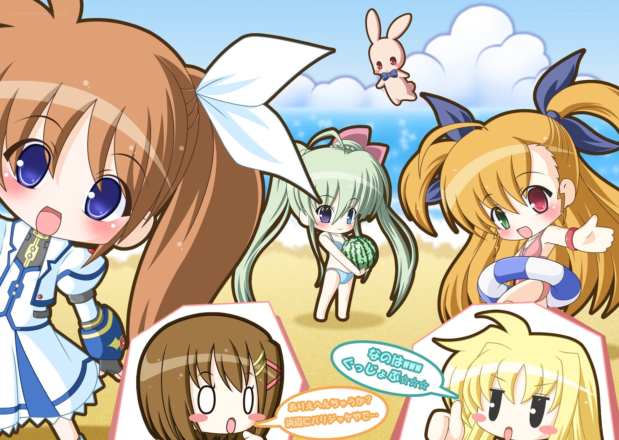 Chibi girls at the beach