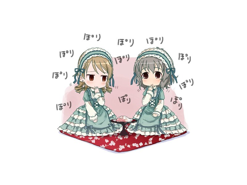 Chibi girls having tea