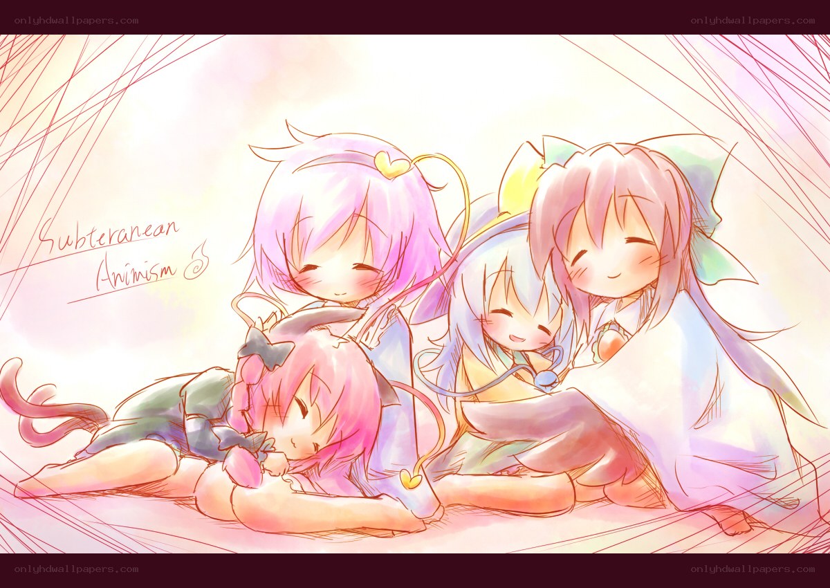 Chibi girls hugging