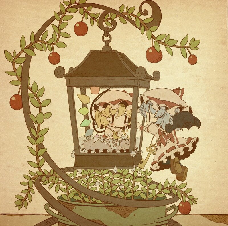 Chibi girls in a lantern