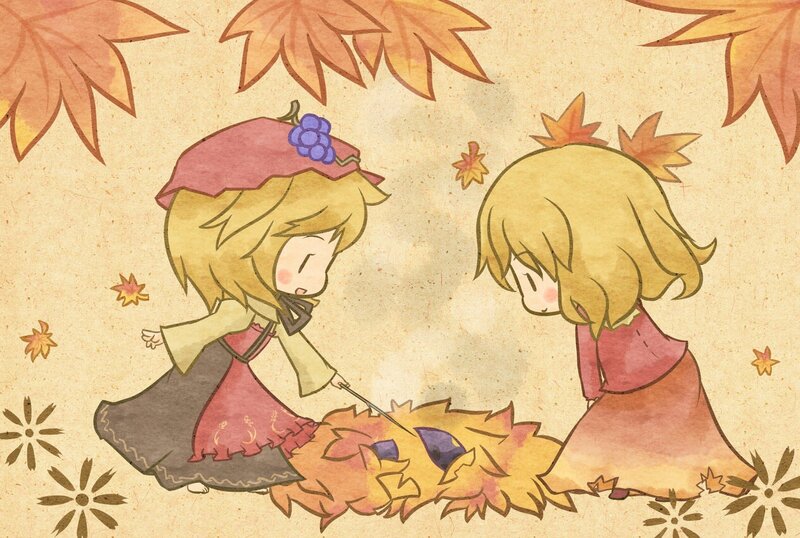 Chibi girls in autumn