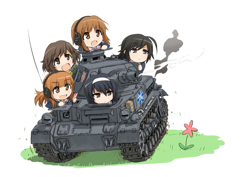 Chibi Girls on Tank — Gray, Playful