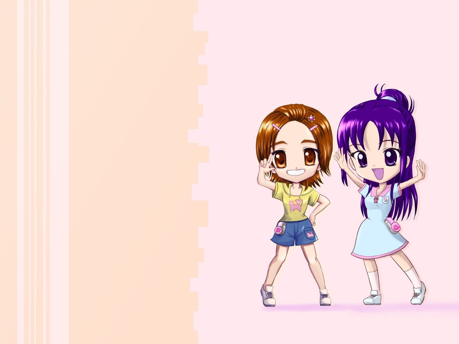 chibi girls posing together