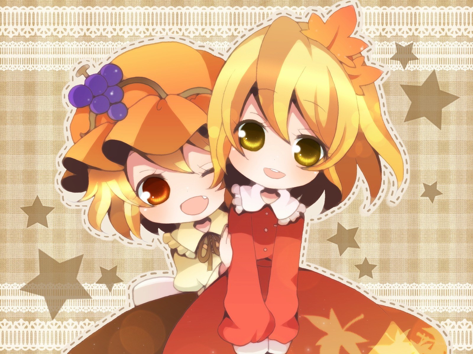 Chibi girls with autumn theme