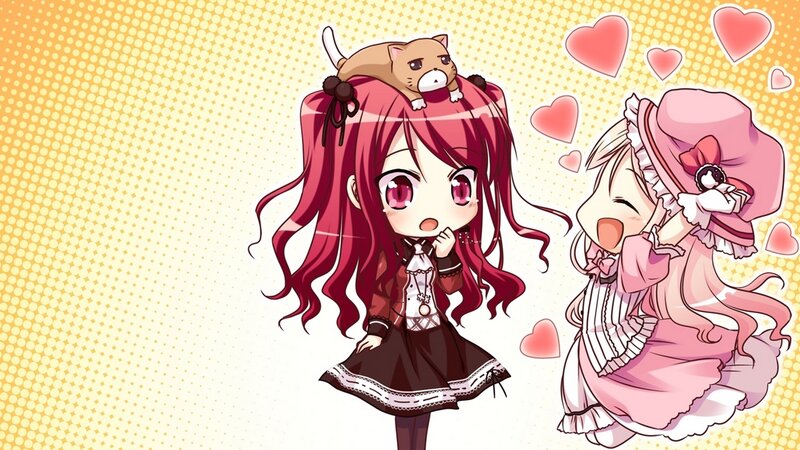 Chibi Girls with Cat