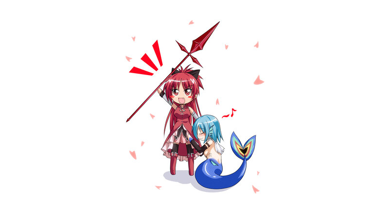 Chibi girls with spear and mermaid