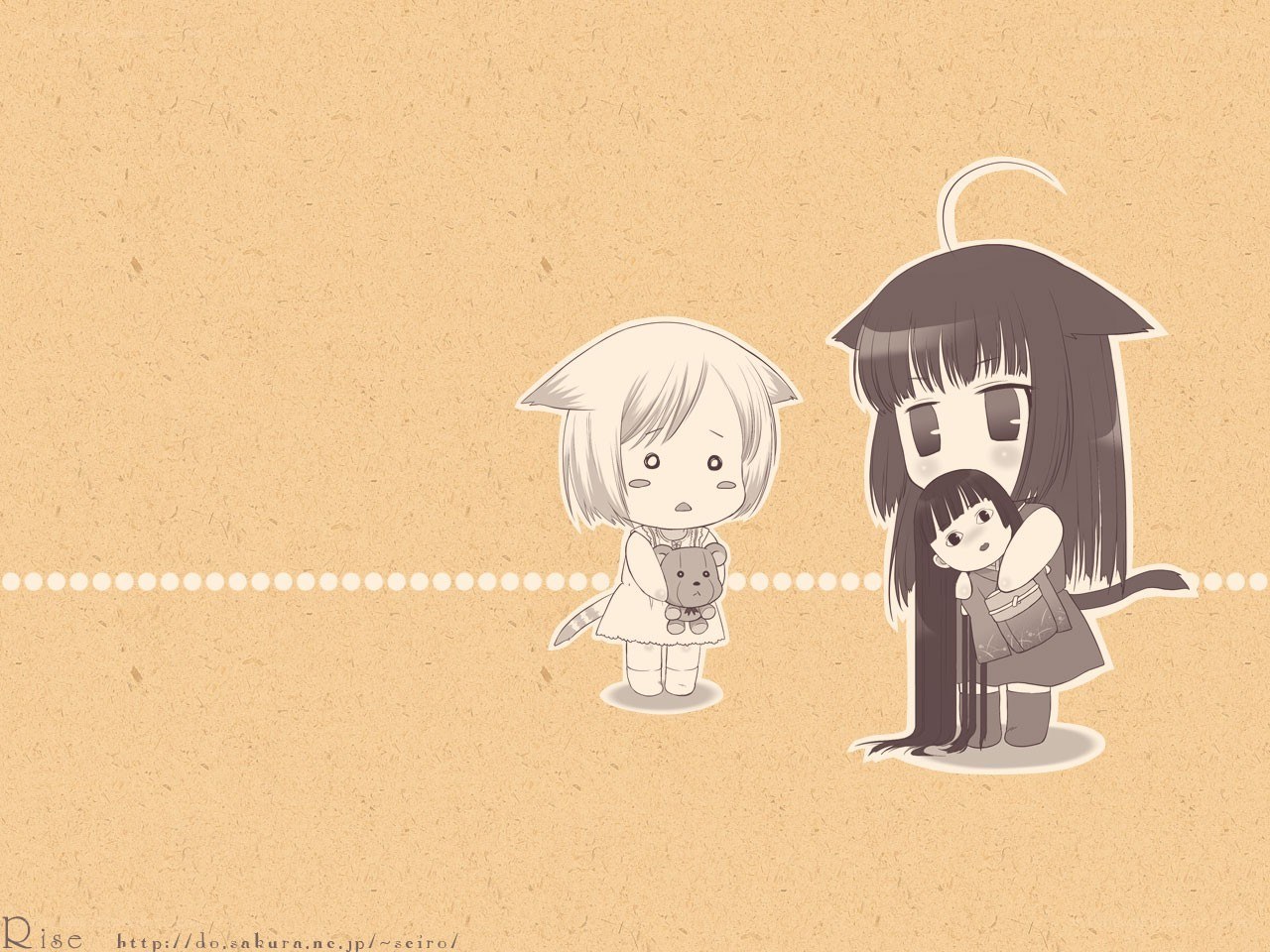 Chibi girls with stuffed animals