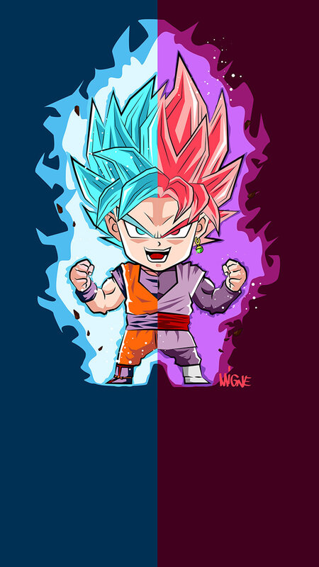 Chibi Goku Character — Blue, Energetic