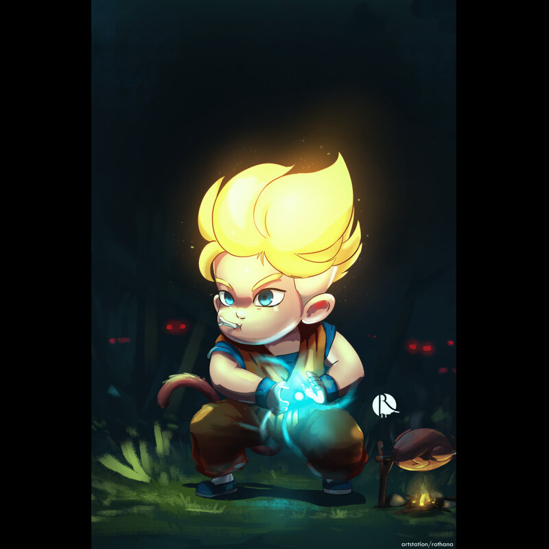 Chibi Goku with Tail