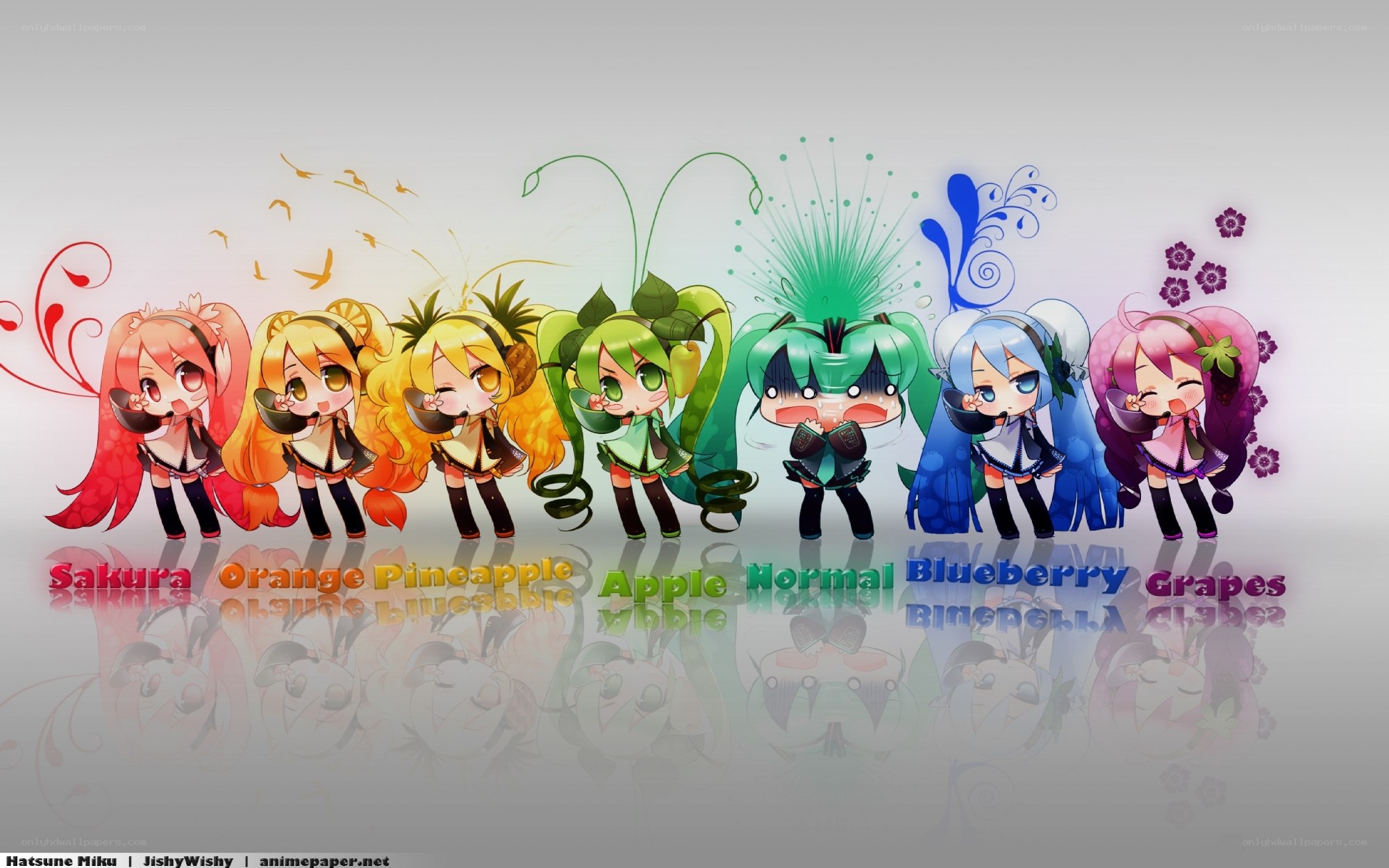 Chibi Hatsune Miku fruit themes