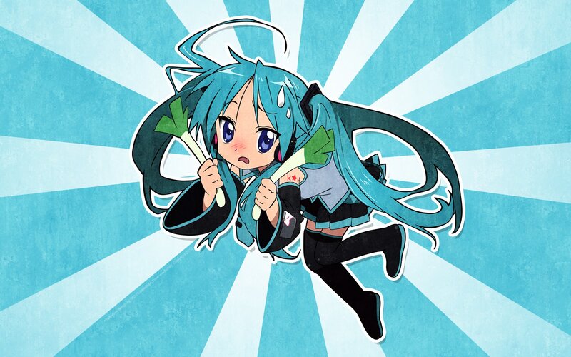 Chibi Hatsune Miku with green onions