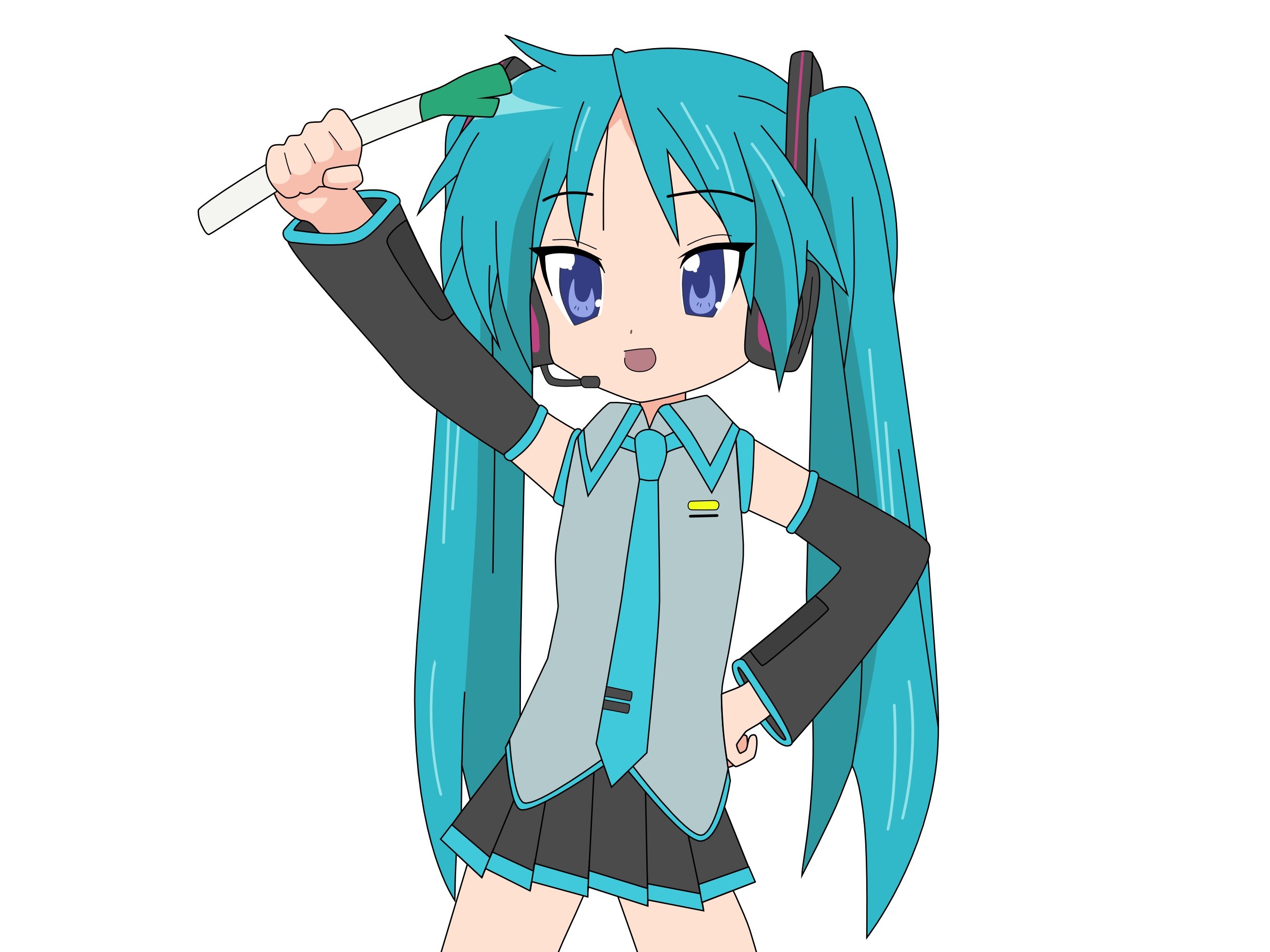 Chibi Hatsune Miku with microphone