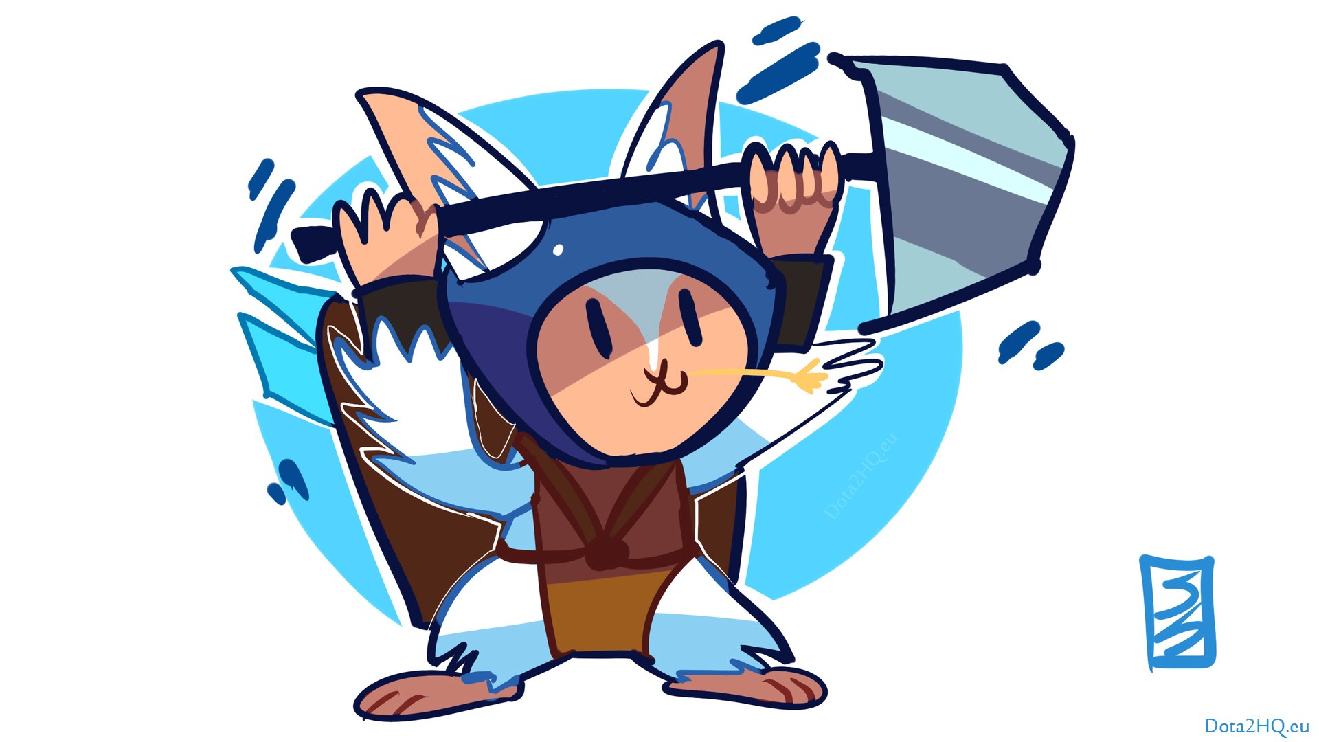Chibi hero with hammer