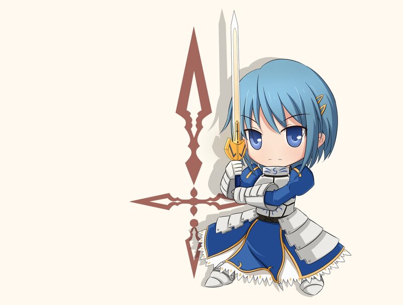 Chibi Knight Character — Blue, Determined