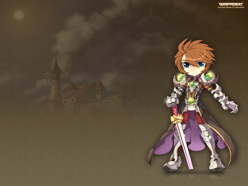 Chibi knight in a foggy castle