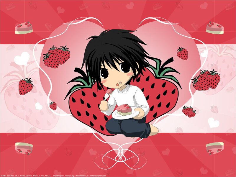 Chibi L eating cake