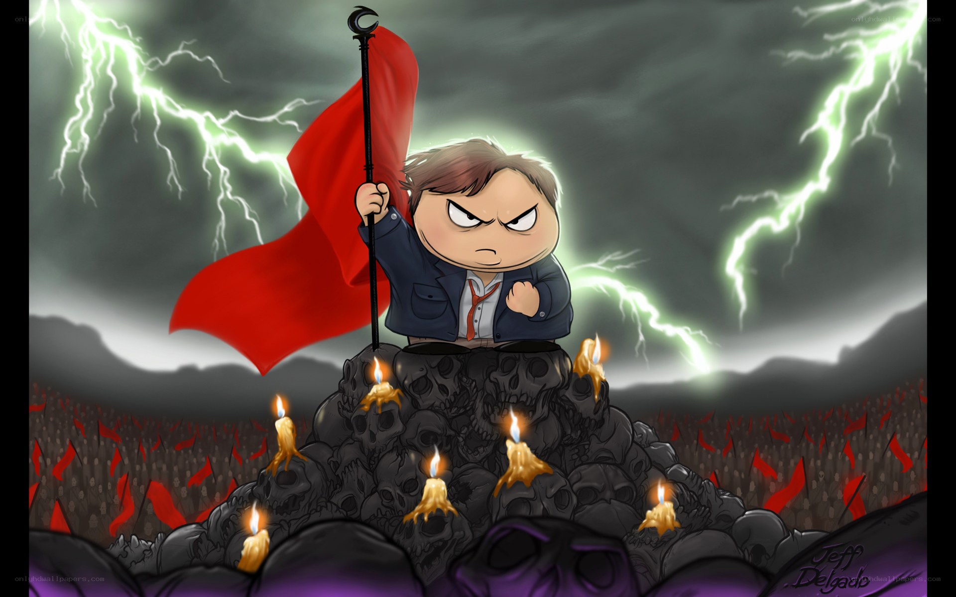 Chibi leader on skull mound