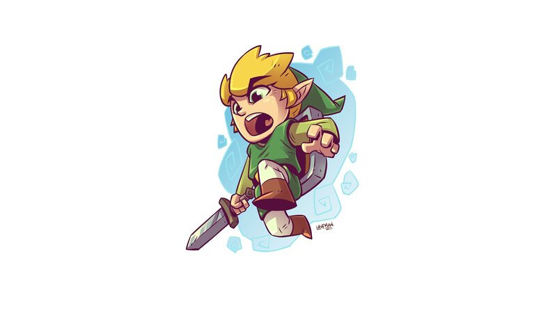 Chibi Link Character — Green, Energetic, Digital Art
