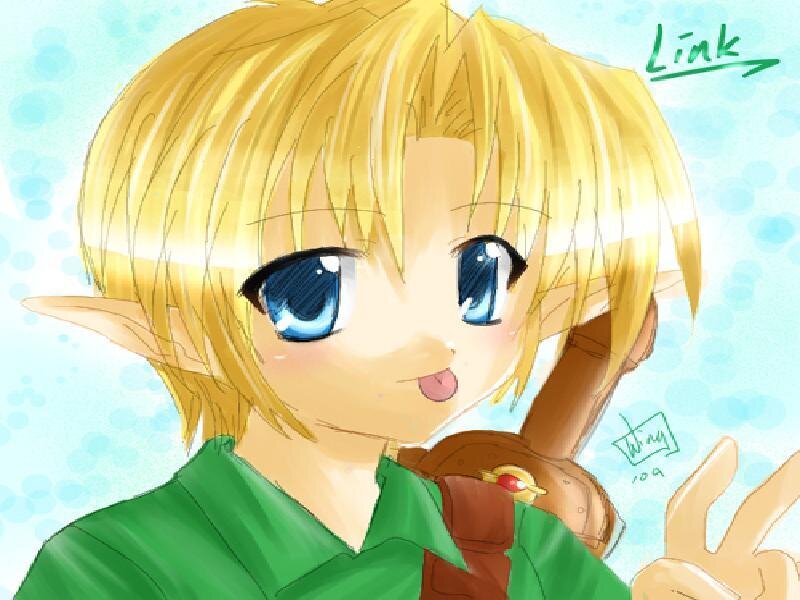 Chibi Link Character — Green, Playful, Digital Art, Elf Ears