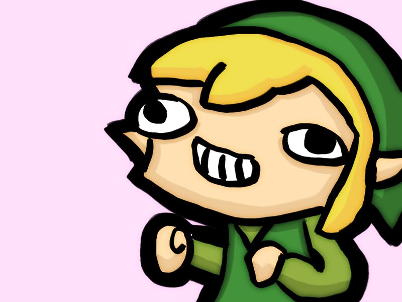 Chibi Link Character — Green, Playful, Digital Art, Green Hat
