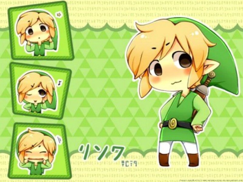Chibi Link Character — Green, Playful, Digital Art, Green Tunic